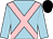 Light blue, pink cross belts, black cap (On The Game Partnership)