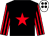 Black, red star, red & black striped sleeves, white cap, black spots (J B J A S Gormley Syndicate)