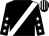 Black, white sash, white stars on sleeves, striped cap (J A Dunphy)