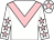 White, pink chevron, white sleeves, pink stars, white cap, pink star (A Cantillon & R Ryan)