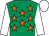 Emerald green, orange stars, white sleeves & cap (Stars Collided Syndicate)