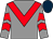 Grey, red chevron, chevrons on sleeves, dark blue cap (Mr Des Vere Hunt)
