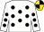White, black spots, black & gold quartered cap (Mrs D Halley)