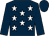 Dark blue, white stars, dark blue sleeves & cap (John Talbot)