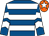 Royal blue and white hoops, white chevrons on sleeves, orange cap, white star (Breen White)