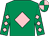 Emerald green, pink diamond, diamonds on sleeves, quartered cap (Bolton, Moyles, Frame, Smart)