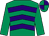 Emerald green, purple chevrons, emerald green sleeves, quartered cap (Mrs Hilary R Townsend)