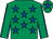 Emerald green, royal blue stars, royal blue stars and seams on sleeves, emerald green cap, royal blue star (Mr Hamad Ateeq Almarri)