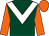 Dark green, white chevron, orange sleeves & cap (L V Sharkey)