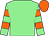 Light green, orange hooped sleeves, orange cap (Mr Rakesh Singh)