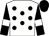 White, black spots, black sleeves, white armlets, black cap (Mr T Fearn 1)