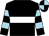 Black, white hoop, black and light blue hooped sleeves, quartered cap (Mr Damien Hayden)