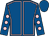 Royal blue, pink seams, royal blue sleeves, pink spots, royal blue cap (Mrs Elizabeth Haynes)