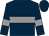 Dark blue, grey hoop, grey armlet, dark blue cap (Ms Kimberly Dudley)