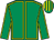 Emerald green, yellow seams, striped cap (P Timmons)