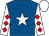 Royal blue, white star, white sleeves, red diamonds, white cap (Our Racing Club)