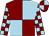 Maroon and light blue (quartered), checked sleeves (The Scoobyless Partnership)