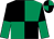 Emerald green & black quartered, halved sleeves, quartered cap (M D Roe)