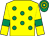 Yellow, emerald green spots and armlets, emerald green and yellow hooped cap (Wednesday Night Syndicate)