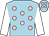 Light blue, pink spots, white sleeves (Mr Paddy Scott)