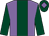 Mauve, dark green stripe and sleeves, dark green cap, mauve diamond (Jane Nuala Cartwright)