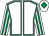 White, emerald green seams, striped sleeves and diamond on cap (Mr & Mrs Conroy)