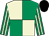 Emerald green & beige quartered, striped sleeves, black cap (Sweet As A Nut Syndicate)