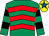 Emerald green & red chevrons, emerald green & black hooped sleeves, yellow cap, royal blue star (Southnorth Syndicate)