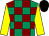 Emerald green and maroon check, yellow sleeves, black cap (Farlam Flights Racing Club)