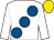 White, royal blue large spots, gold cap (Stanley Chan Ka Leung)
