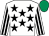 WHITE, BLACK stars, striped sleeves, EMERALD GREEN cap (S & A Mares)