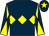 Dark blue, yellow triple diamond, diabolo on sleeves and star on cap (Colmix Contracting & Groundworks Ltd)