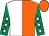 Orange & white halved, emerald green sleeves, white stars, orange cap (Buddy Syndicate)