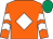 Orange, white diamond, white chevrons on sleeves, emerald green cap (Long Inch Limited)