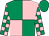 Pink and emerald green quartered, check sleeves, emerald green cap (L Mulvany)