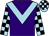 Purple, light blue chevron, light blue and black check sleeves and cap (Mr Mohamed Khalid Abdulrahim)