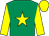 Emerald green, yellow star, sleeves and cap (Mrs Robert Bingley)