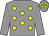 Grey, yellow spots, grey sleeves, yellow spots on cap (Hugo F Stewart & Alexander P Stewart)