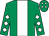 Emerald green, white panel, white diamonds on sleeves, emerald green cap, white diamonds (D Fagan)