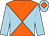 Orange and light blue diabolo, light blue sleeves, light blue cap, orange diamond (Miss Veronica Maria Collins)