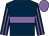 Dark blue, mauve hoop, striped sleeves, mauve cap (Diana Whateley & Dominic Burke)