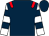 Dark blue, red epaulets, white and dark blue hooped sleeves (The Ormello Way)