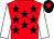 Red, black stars, white sleeves, black cap, red star (Gordon Cranston)