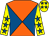 Orange and royal blue diabolo, yellow sleeves, royal blue stars, yellow cap, royal blue stars (Fordham, Robinson, Macmahon & Kelleway)