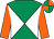 Emerald green and white diabolo, orange sleeves, emerald green and orange quartered cap (Mr M Convey)