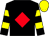 Black, red diamond, black & yellow hooped sleeves, yellow cap (High Spirits Racing Club)