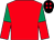 Red, emerald green and red halved sleeves, black cap, red spots (Mr Ryan G Chapman)