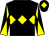 Black, yellow triple diamond, diabolo on sleeves and diamond on cap (Mr J P Romans)