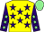 Yellow, purple stars, purple sleeves, light green stars, light green cap (Professor L P Hardwick & Partner)
