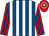 Royal blue and white stripes, red and royal blue striped sleeves, red and white hooped cap (double-r-racing com)